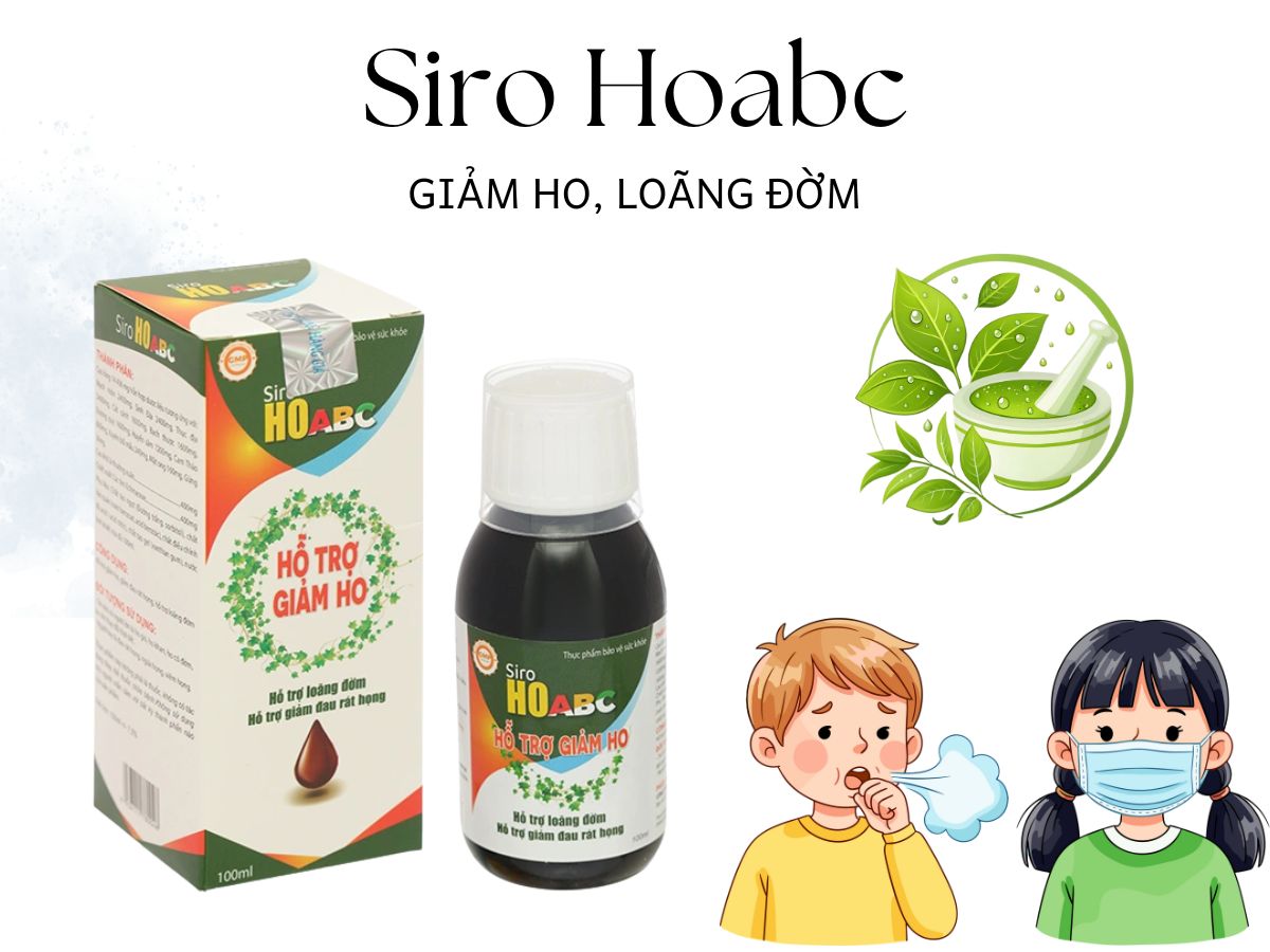 Thuốc Siro Hoabc hỗ trợ làm loãng đờm, giảm đau rát cổ họng