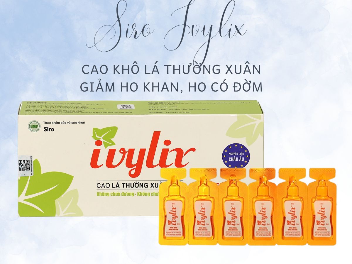 Thuốc Siro Ivylix giảm ho trong nhiễm khuẩn đường hô hấp trên