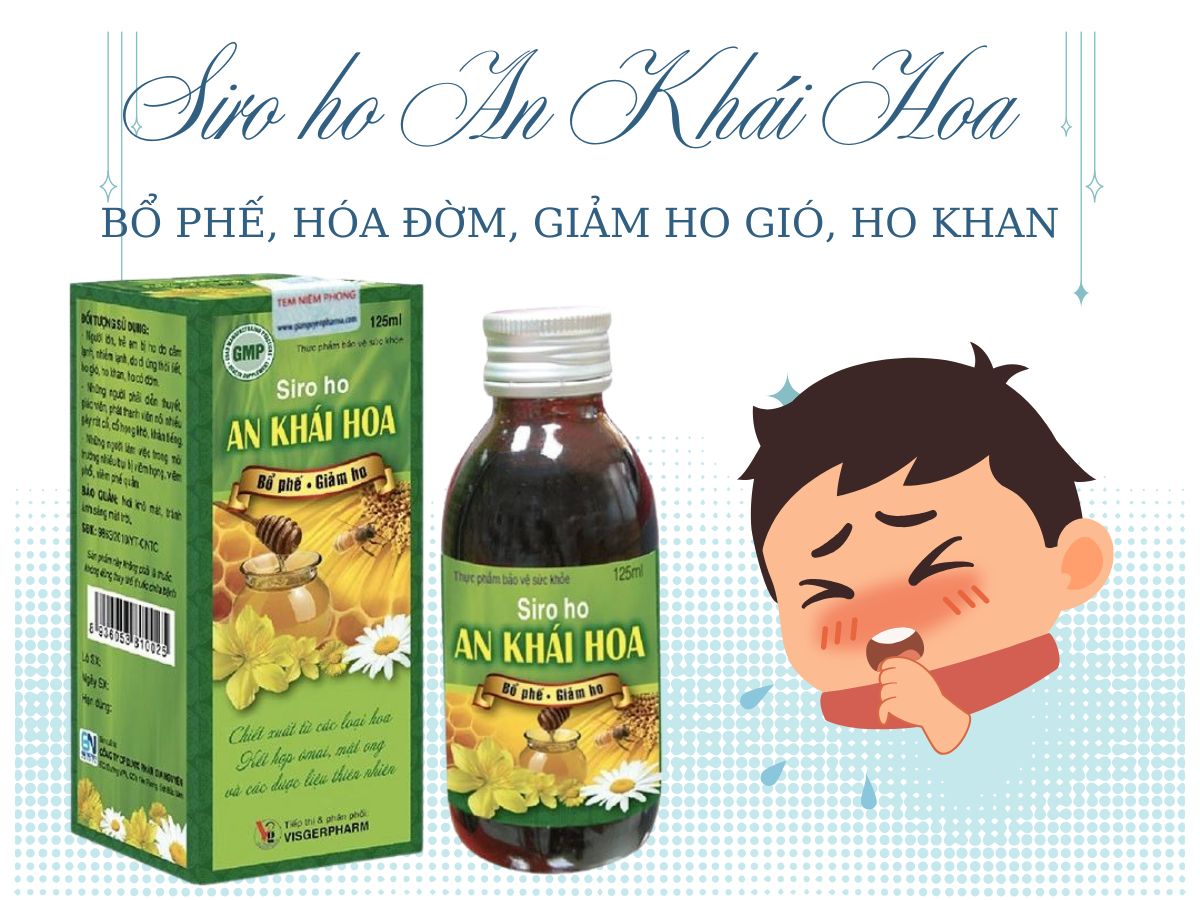 Siro ho An Khái Hoa 10 Thuốc Siro ho An Khái Hoa bổ phế, hóa đờm, giảm ho gió, ho khan