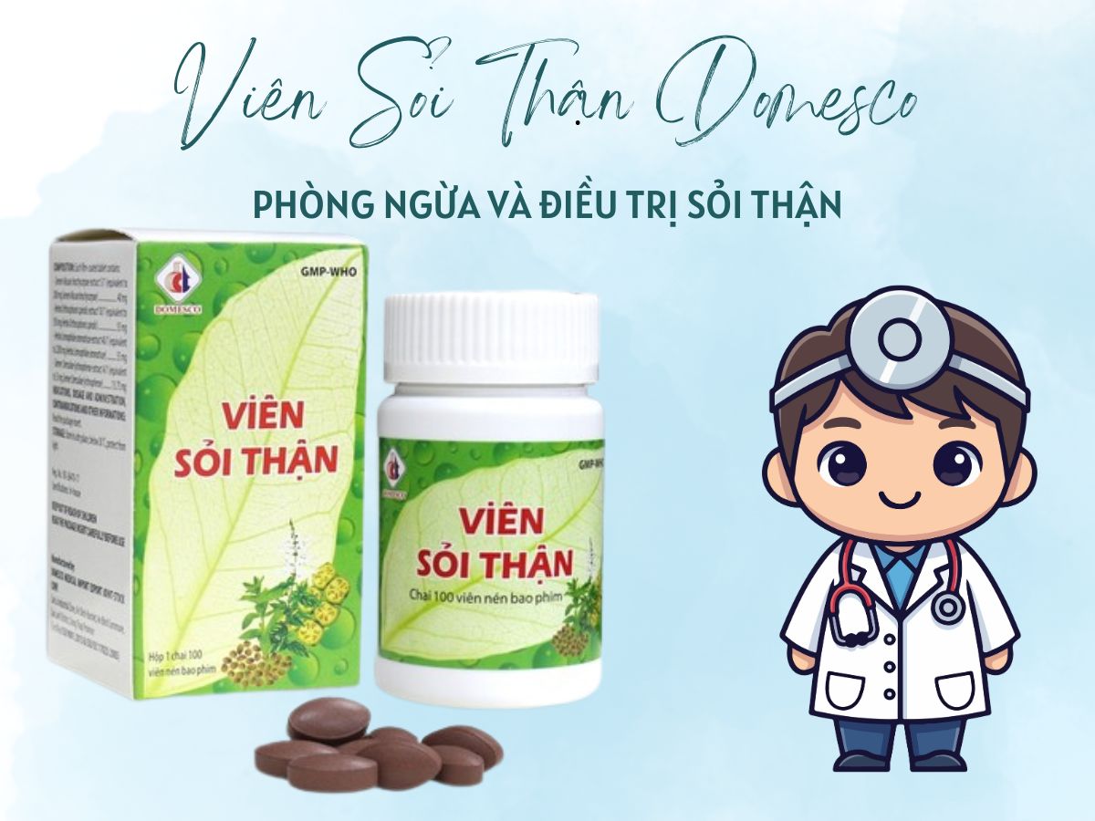 Viên Sỏi Thận Domesco 10 Thuốc Viên Sỏi Thận Domesco điều trị triệu chứng đau lưng, tiểu buốt do sỏi thận