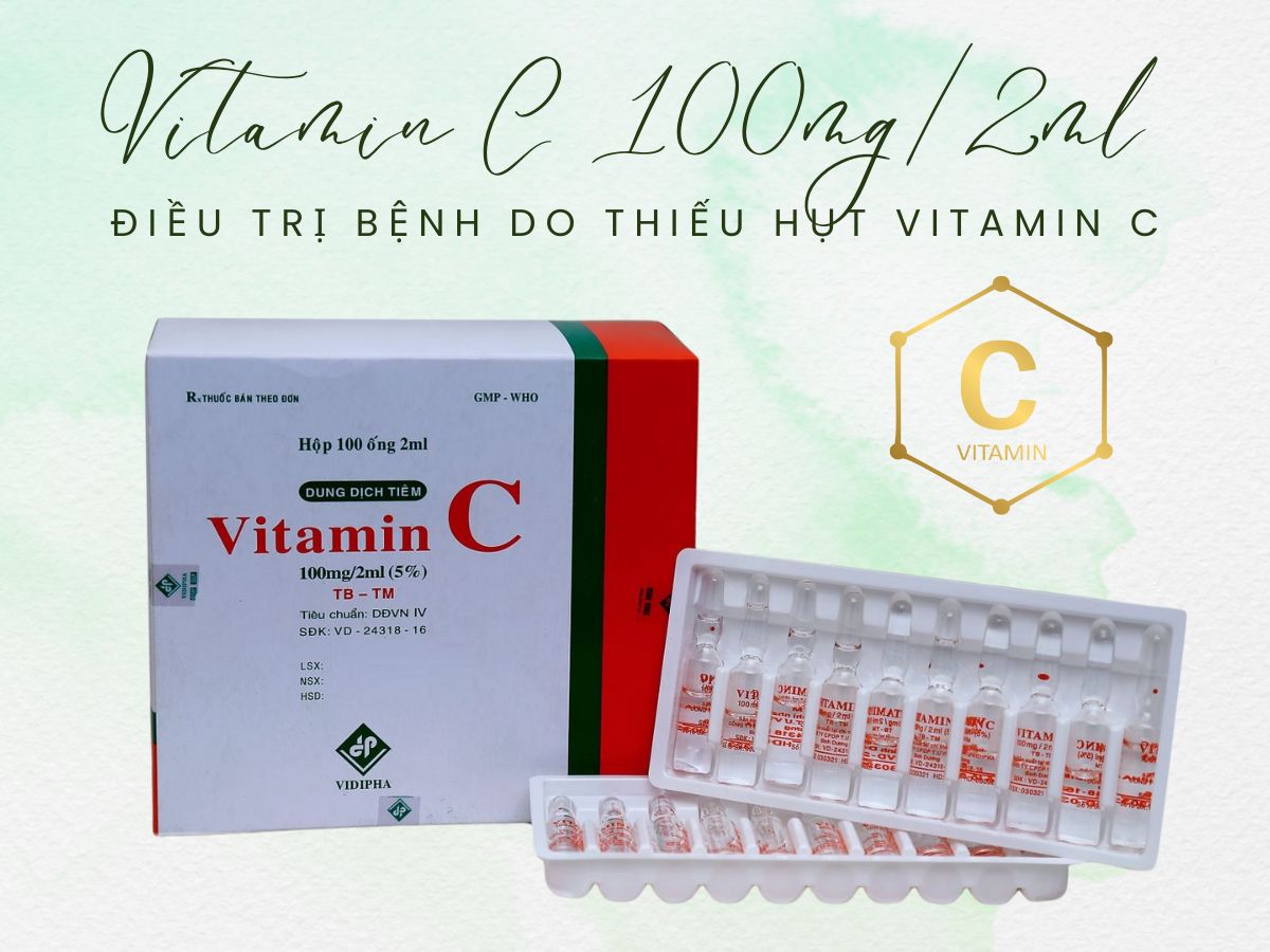 Thuốc Vitamin C 100mg/2ml Vidipha điều trị bệnh thiếu vitamin C