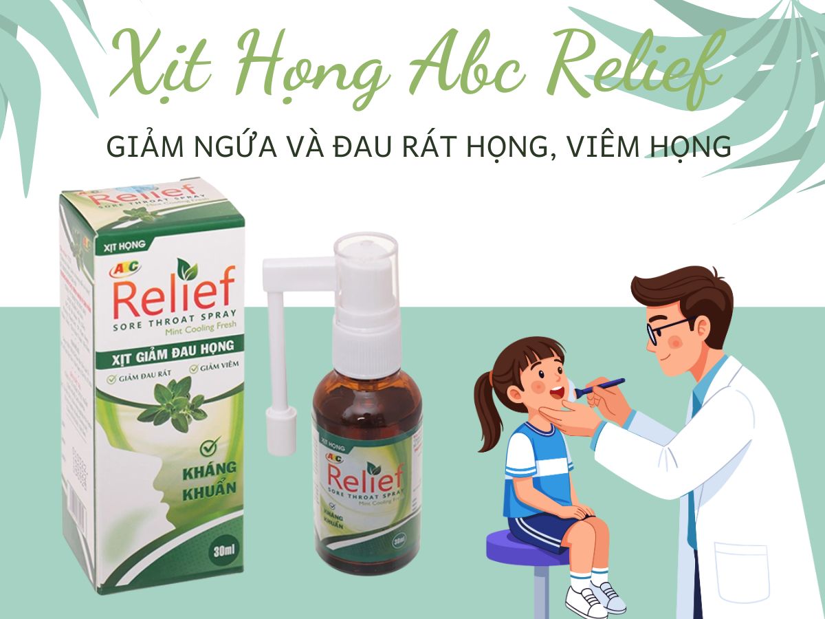 Thuốc Xịt Họng Abc Relief giảm ngứa và đau rát họng, viêm họng