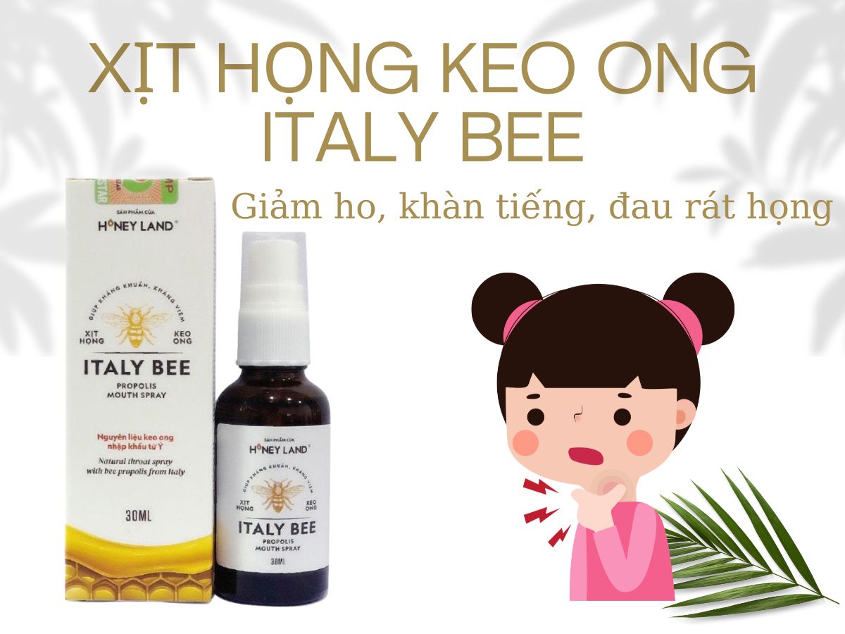 Thuốc Xịt Họng Keo Ong Italy Bee giảm ho, khàn tiếng, đau rát họng