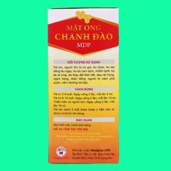 Mật Ong Chanh Đào MDP 120ml 5 Mật Ong Chanh Đào MDP 120ml giúp bổ phế, giảm ho, làm ấm hệ hô hấp