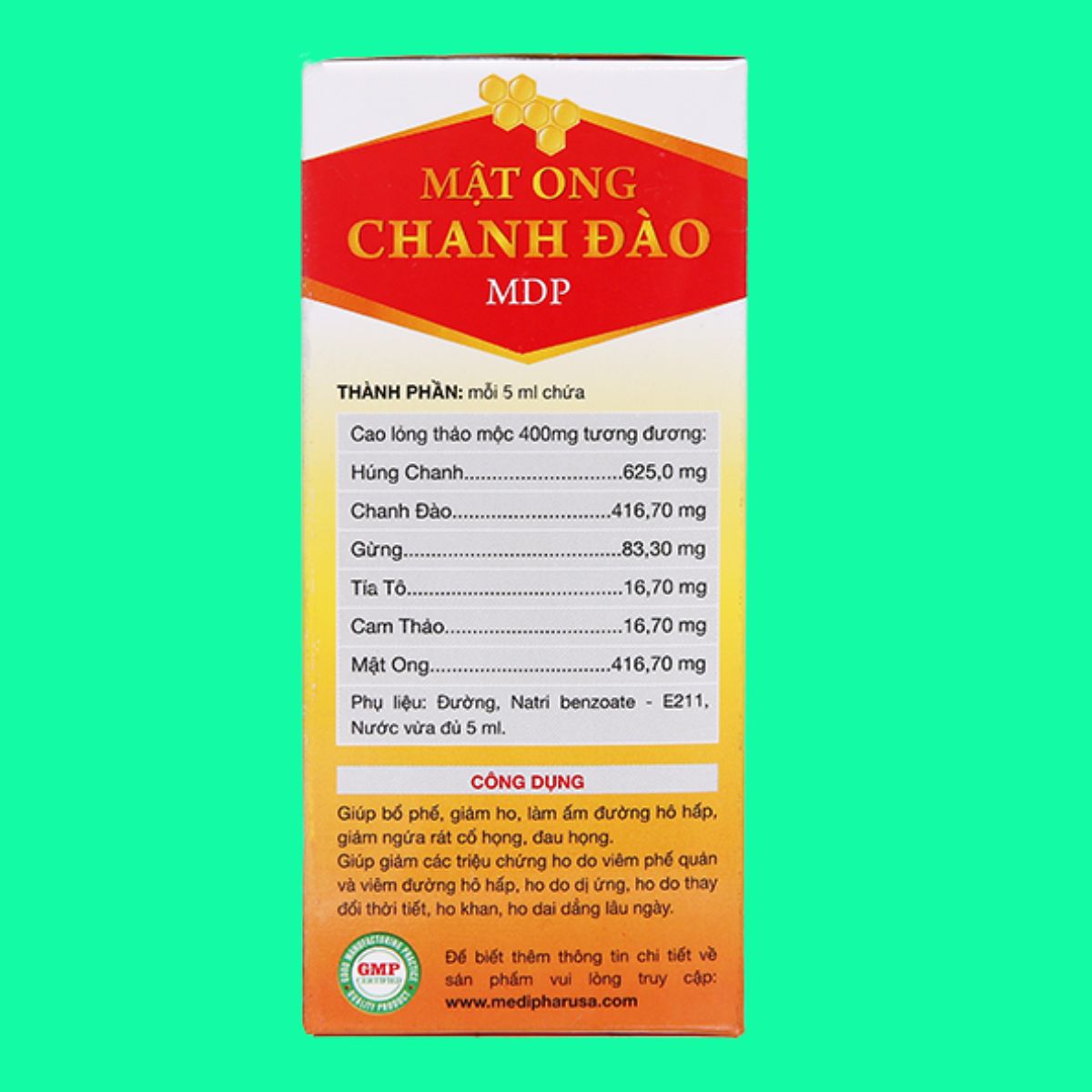 mat-ong-chanh-dao-3 Mật Ong Chanh Đào MDP 120ml giúp bổ phế, giảm ho, làm ấm hệ hô hấp