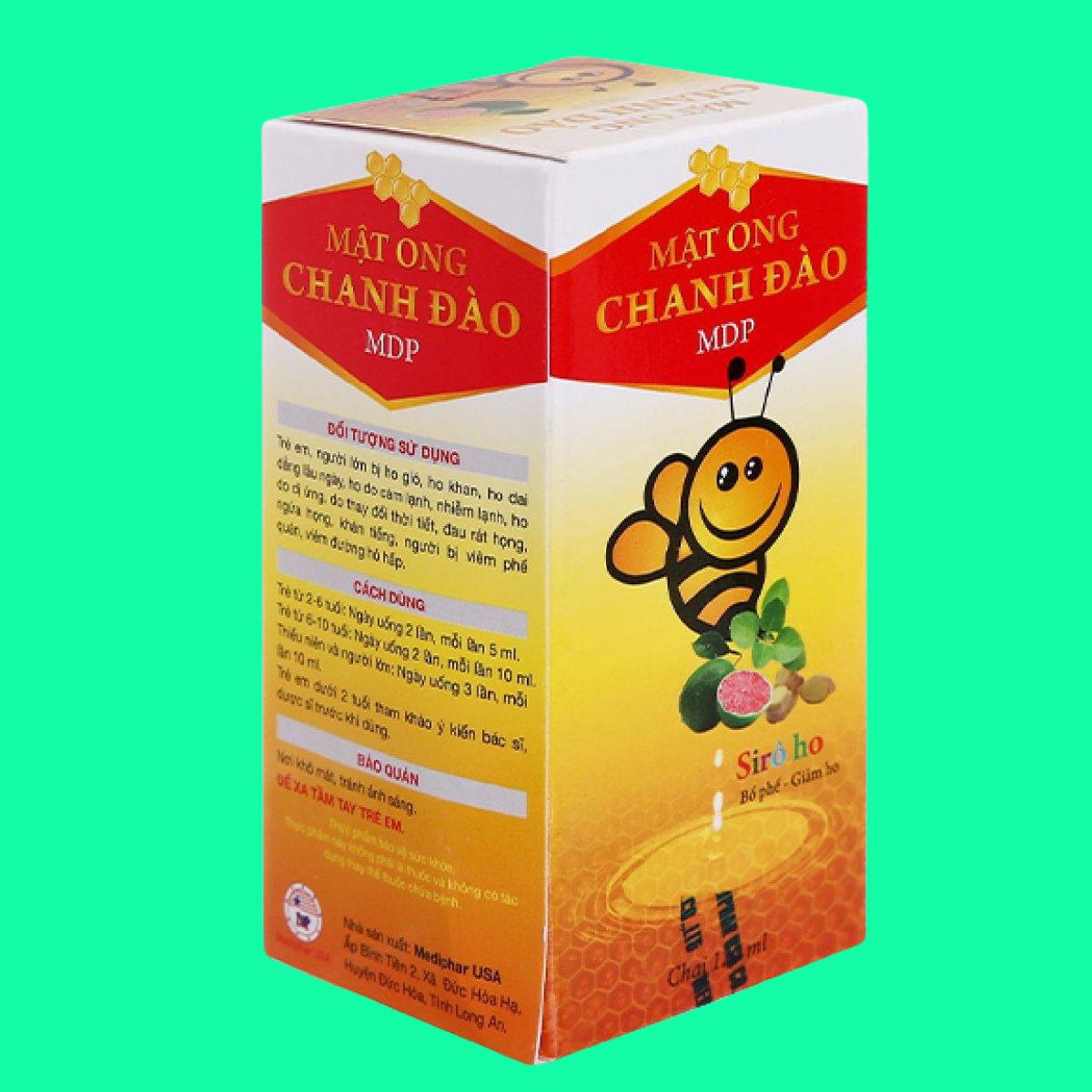 mat-ong-chanh-dao-5 Mật Ong Chanh Đào MDP 120ml giúp bổ phế, giảm ho, làm ấm hệ hô hấp