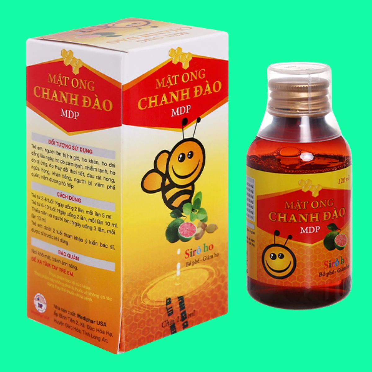 mat-ong-chanh-dao-6 Mật Ong Chanh Đào MDP 120ml giúp bổ phế, giảm ho, làm ấm hệ hô hấp