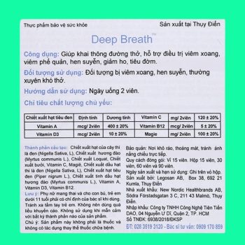 New Nordic Deep Breath 5 New Nordic Deep Breath giúp hỗ trợ giảm triệu chứng viêm xoang, viêm phế quản, hen suyễn