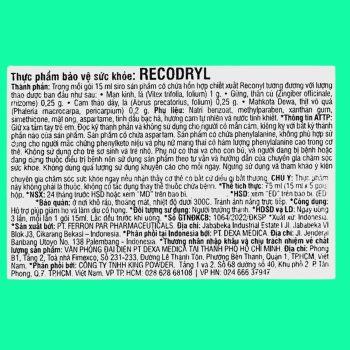 Siro Ho Recodryl 5 Siro Ho Recodryl giúp hỗ trợ giảm ho và làm dịu cổ họng