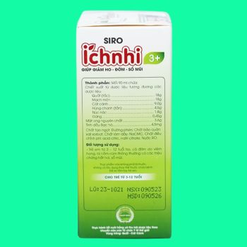 Siro Ho Cảm Ích Nhi 3+ giúp giảm các triệu chứng cảm cúm, làm dịu cơn ho