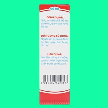 Siro Ho Người Lớn 90ml giúp giảm ho và làm dịu tình trạng đau rát cổ họng