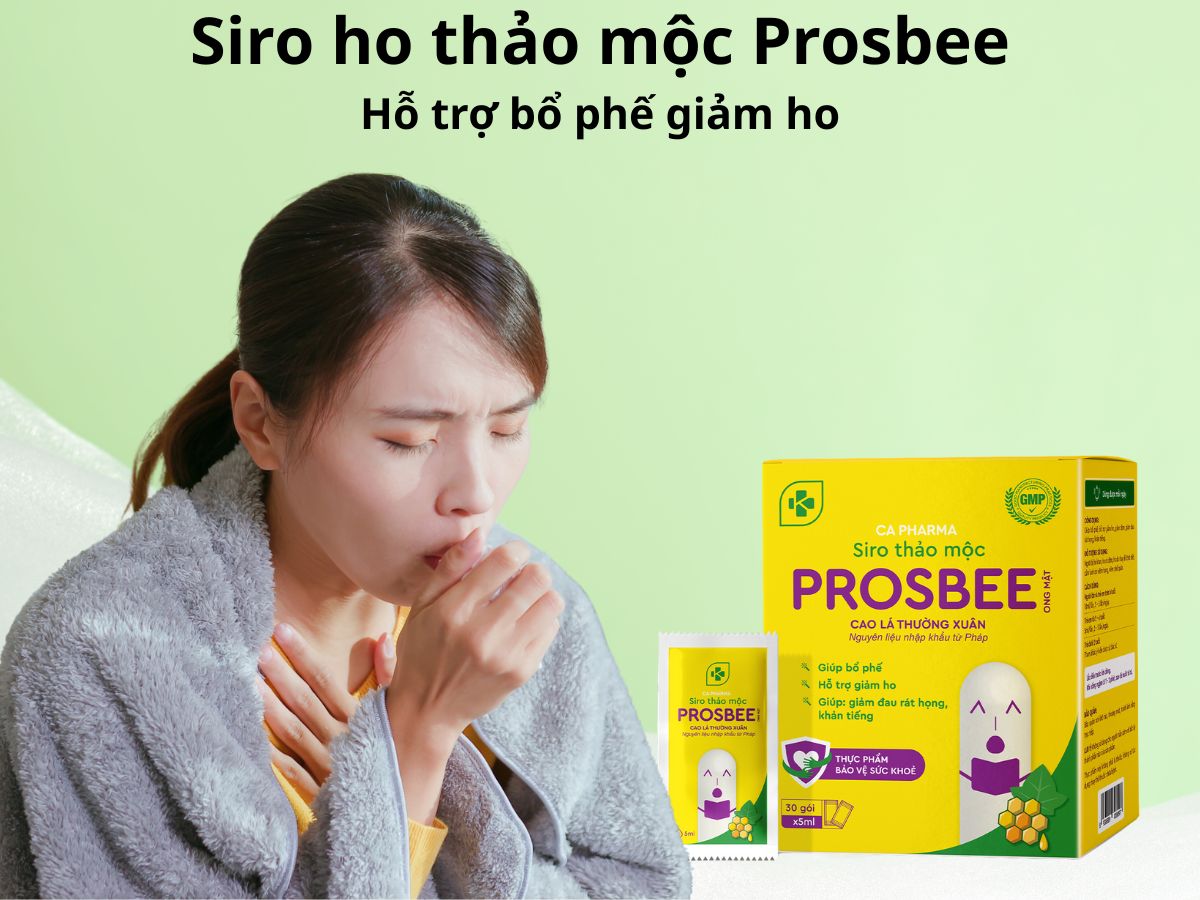 Siro ho thảo dược Prosbee Ong 7 Siro ho thảo dược Prosbee Ong mật giúp giảm ho, giảm cảm giác rát cổ họng