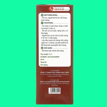 Siro Ong Nâu 100ml giúp bổ phế, long đờm, giảm các triệu chứng ho
