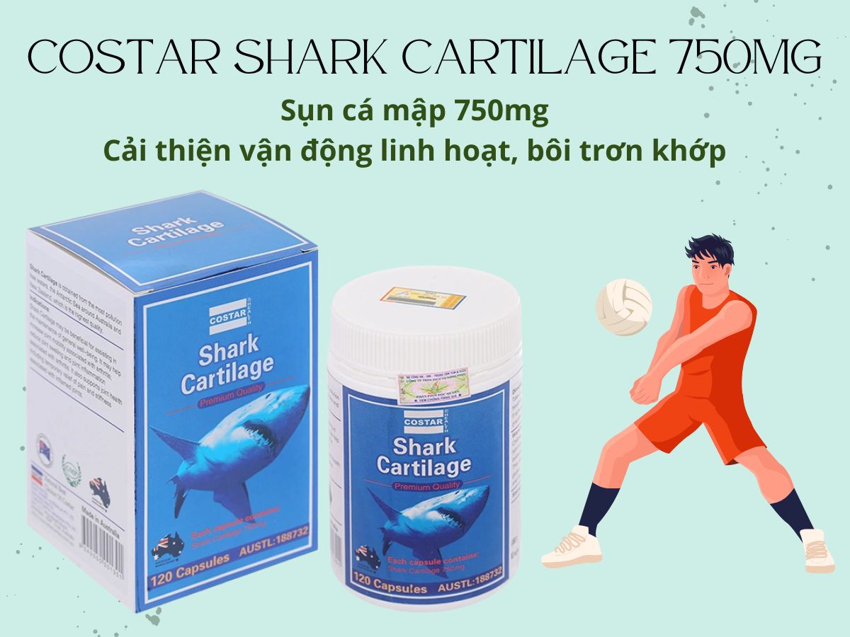 Costar Shark Cartilage 750mg bôi trơn khớp, tăng tính linh hoạt vận động