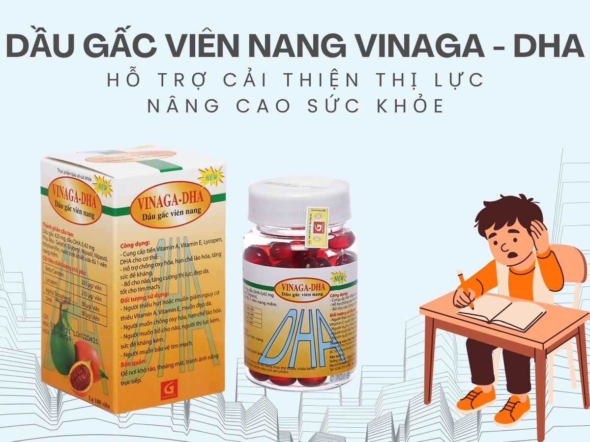 Dầu gấc viên nang Vinaga - DHA 13 Dầu gấc viên nang Vinaga - DHA hạn chế lão hóa, tăng sức đề kháng