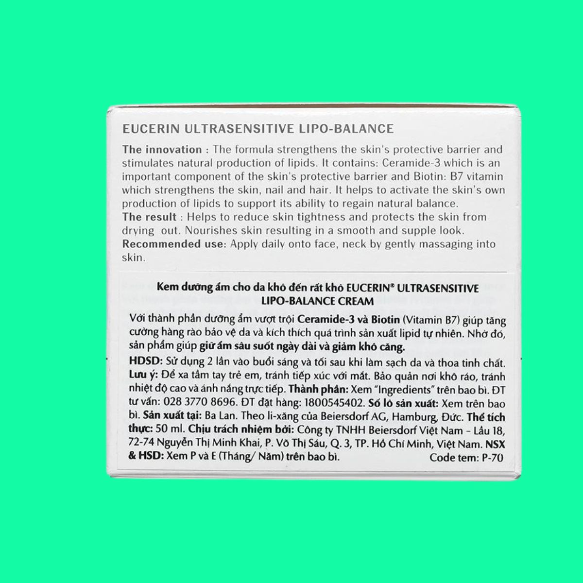 Eucerin Ultrasensitive Lipo-Balance Cream (5) Eucerin Ultrasensitive Lipo-Balance Cream