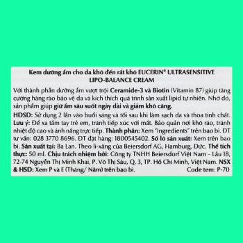 Eucerin Ultrasensitive Lipo-Balance Cream 9 Eucerin Ultrasensitive Lipo-Balance Cream