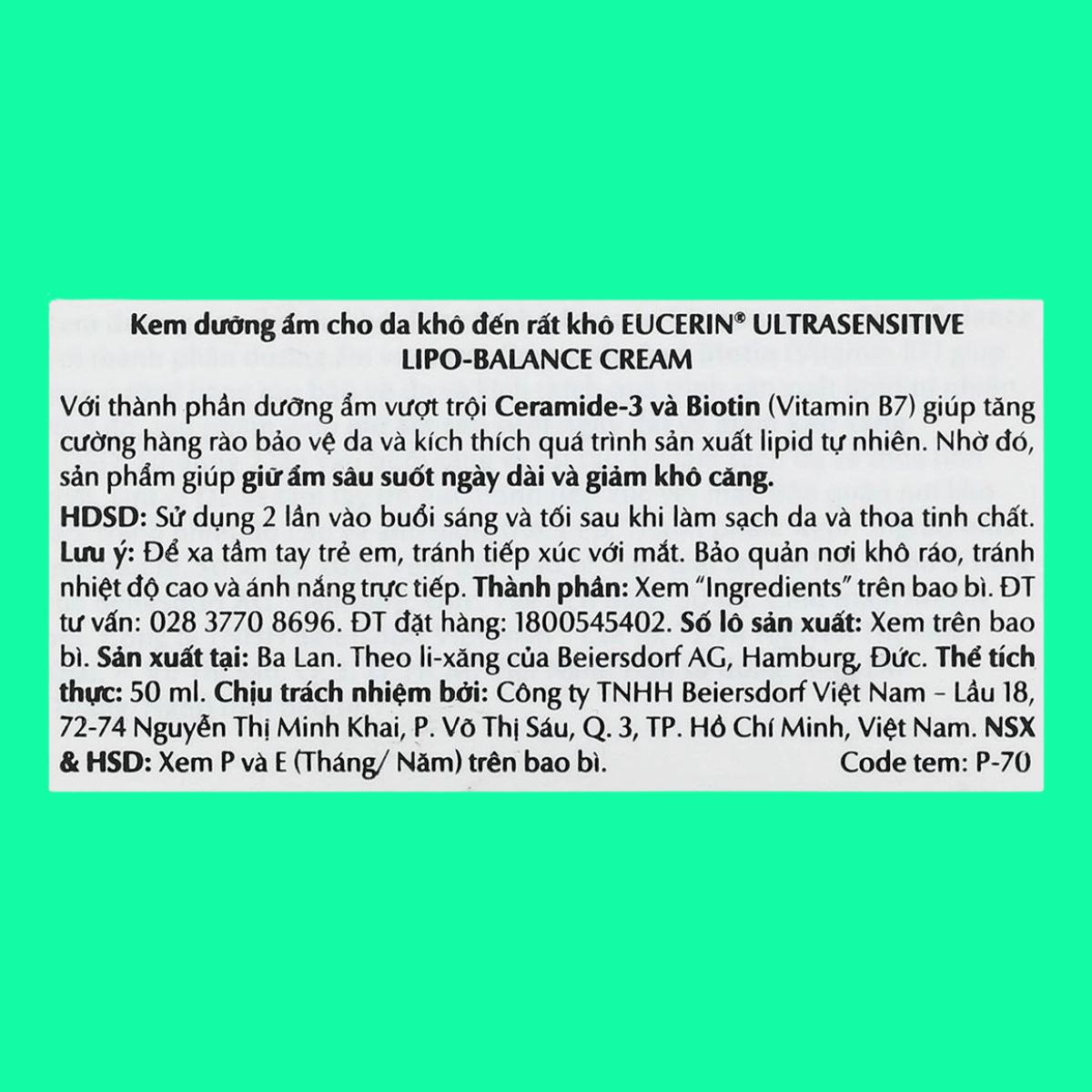 Eucerin Ultrasensitive Lipo-Balance Cream (9) Eucerin Ultrasensitive Lipo-Balance Cream