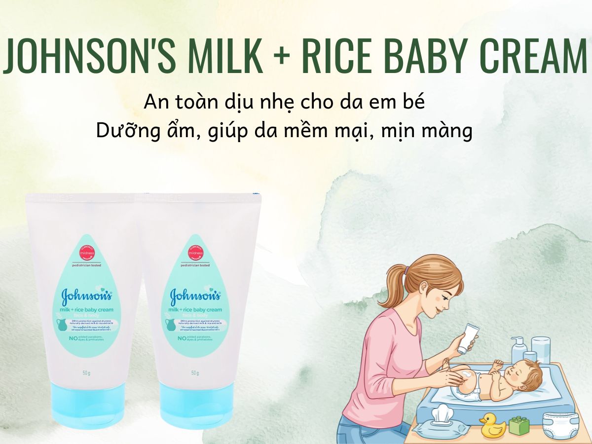 Johnson's Milk + Rice Baby Cream 7 Johnson’s Milk + Rice Baby Cream hạn chế tình trạng nứt nẻ và khô da