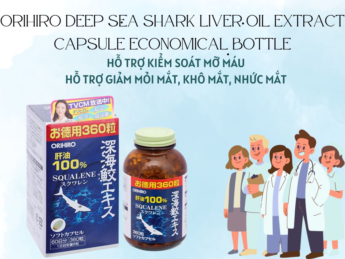 ORIHIRO Deep sea Shark liver oil extract Capsule Economical bottle hỗ trợ bồi bổ sức khỏe