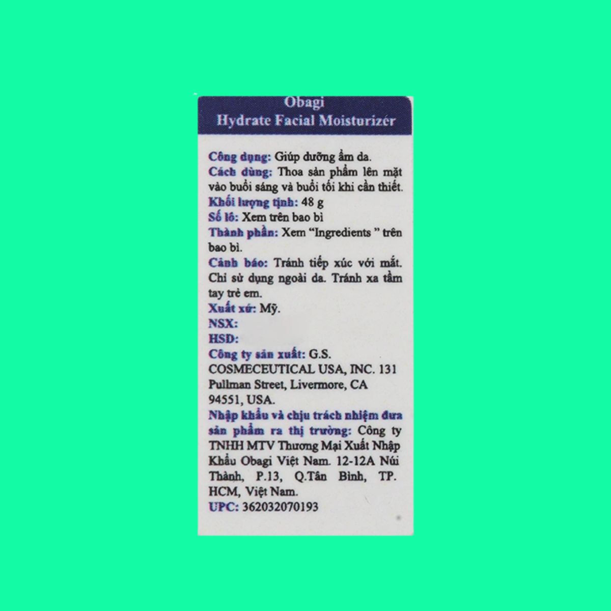 Obagi Hydrate Facial Moisturizer (9) Obagi Hydrate Facial Moisturizer