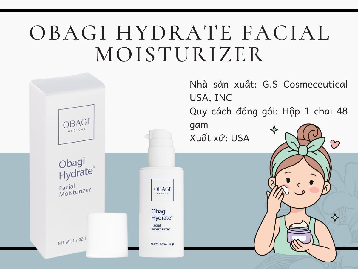 Obagi Hydrate Facial Moisturizer 13 Obagi Hydrate Facial Moisturizer đem lại nền da mịn màng, đủ ẩm