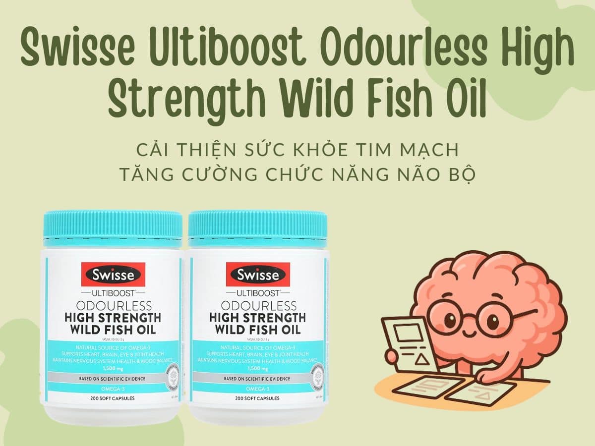 Swisse Ultiboost Odourless High Strength Wild Fish Oil cải thiện sức khỏe não bộ