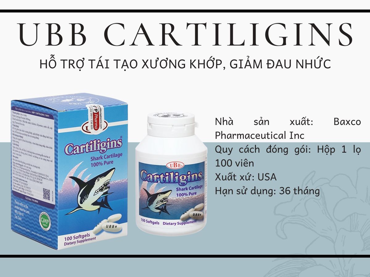Sản phẩm UBB Cartiligins hỗ trợ tái tạo xương khớp, giảm đau nhức