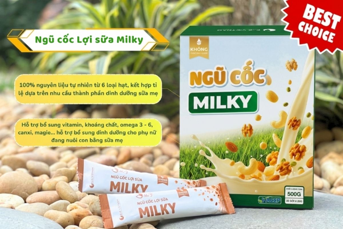 Ngũ cốc lợi sữa Milky phối trộn với công thức độc quyền từ các hạt loại I