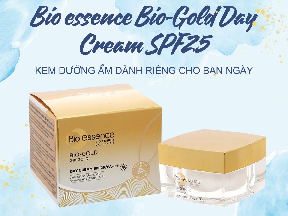 Bio essence Bio-Gold Day Cream SPF25 hỗ trợ thu nhỏ lỗ chân lông