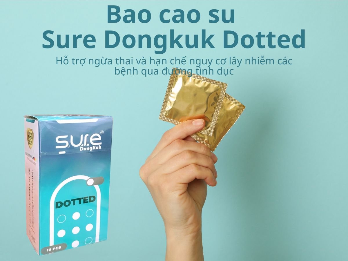 Bao cao su Sure Dongkuk Dotted 10 Bao cao su Sure Dongkuk Dotted