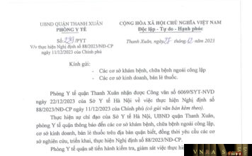 Công văn số 6069/SYT-NVD ngày 22/12/2023 của Sở Y tế Hà Nội về việc thực hiện Nghị định số 88/2023/NĐ-CP ngày 11/12/2023 của Chính phủ