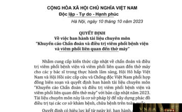 Khuyến cáo Chẩn đoán và điều trị viêm phổi bệnh viện và viêm phổi liên quan đến thở máy 10/2023
