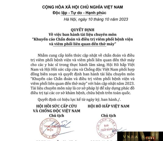 Khuyến cáo Chẩn đoán và điều trị viêm phổi bệnh viện và viêm phổi liên quan đến thở máy 10/2023