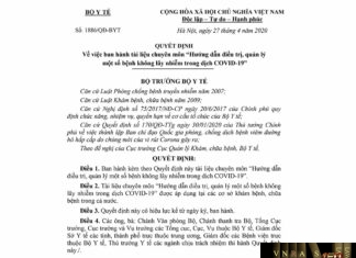Quyết định số 1886/QĐ-BYT ngày 27/4/2020 Về việc ban hành tài liệu chuyên môn “Hướng dẫn điều trị, quản lý một số bệnh không lây nhiễm trong dịch COVID-19”