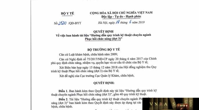 Hướng dẫn quy trình kỹ thuật chuyên ngành Phục hồi chức năng (đợt 3) - theo Bộ Y tế, Quyết định số 2520/QĐ-BYT ngày 18/06/2019