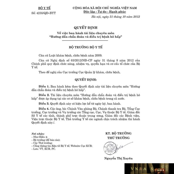 Quyết định số 4235/QĐ-BYT ngày 31/12/2012 của Bộ Y tế về việc ban hành tài liệu chuyên môn 