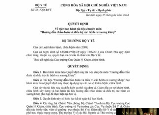 Quyết định số 361/QĐ-BYT ngày 25/01/2014 của Bộ Y tế về việc ban hành tài liệu chuyên môn "Hướng dẫn chẩn đoán và điều trị các bệnh cơ xương khớp"