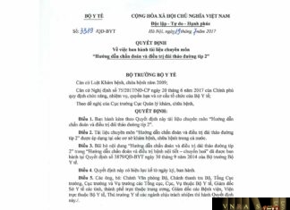 Quyết định số 3319/QĐ-BYT ngày 19/07/2017 về việc ban hanh tài liệu chuyên môn “Hướng dẫn chẩn đoán và điều trị đái tháo đường típ 2”