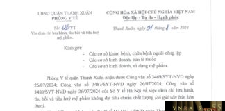 Công văn số 3469/SYT-NVD ngày 26/07/2024 của Sở Y tế TP Hà Nội về việc đình chỉ lưu hành, thu hồi trên toàn quốc lô sản phẩm Kem chống nắng vitamin E (Nhãn hàng Marubi Colorful U) không đạt tiêu chuẩn chất lượng và nhãn mỹ phẩm lưu hành vi phạm