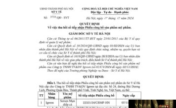 Quyết định 3733 - YT về việc thu hồi số tiếp nhận Phiếu công bố sản phẩm mỹ phẩm (Công ty TNHH TV&DV Igreen)