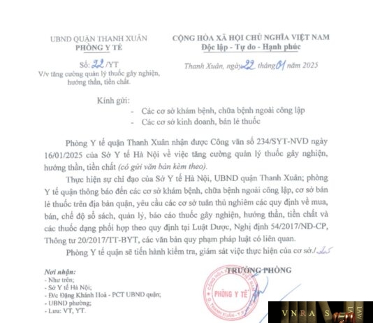 Công văn số 22-YT về việc tăng cường quản lý thuốc gây nghiện, hướng thần, tiền chất Công văn số 22-YT về việc tăng cường quản lý thuốc gây nghiện, hướng thần, tiền chất