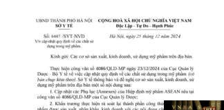 Công văn số 6447/SYT-NVD về việc cập nhật quy định về các chất sử dụng trong mỹ phẩm