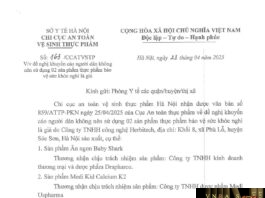 Công văn số 163/ CCATVSTP về việc đề nghị khuyến cáo người dân không nên sử dụng 02 sản phẩm thực phẩm bảo vệ sức khỏe nghi là giả