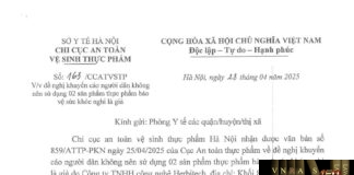Công văn số 163/ CCATVSTP về việc đề nghị khuyến cáo người dân không nên sử dụng 02 sản phẩm thực phẩm bảo vệ sức khỏe nghi là giả