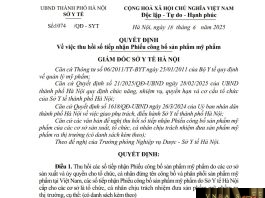 Công văn số : 1074/QĐ-SYT Sở Y tế Hà Nội ngày 18 tháng 6 năm 2025 Về việc thu hồi số tiếp nhận Phiếu công bố sản phẩm mỹ phẩm