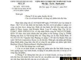 Công văn số : 2635/SYT-NVD Sở y tế Hà Nội ngày 3 tháng 6 năm 2025 Về việc đình chỉ lưu hành, thu hồi xử lý mỹ phẩm vi phạm