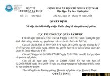 Quyết định Số: 273 /QĐ-QLD ngày 29 tháng 5 năm 2025 Về việc thu hồi số tiếp nhận Phiếu công bố sản phẩm mỹ phẩm