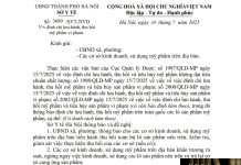 Công văn số : 3689/SYT-NVD Sở Y tế Hà Nội ngày 18 tháng 7 năm 2025 Về việc đình chỉ lưu hành, thu hồi mỹ phẩm vi phạm