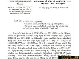 Công văn số : 4620/SYT-QLBHYTCNTT Sở Y tế Hà Nội ngày 04 tháng 9 năm 2025 Về việc tăng cường đôn đốc, kiểm tra việc kê đơn thuốc bằng hình thức điện tử và bán thuốc theo đơn